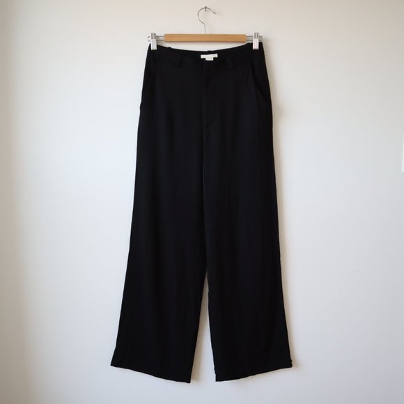 H&M Wide Leg Black Herringbone Pants, Size 6 - Picture 10 of 15